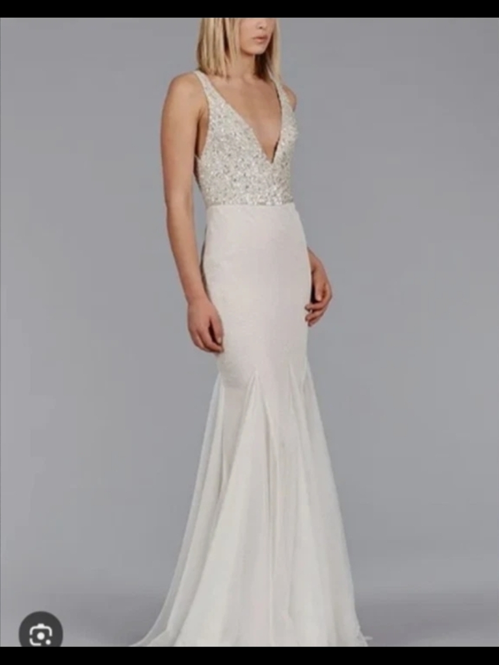 Jim Hjelm Ivory Sequin Bodice Mermaid Wedding Gown size 10 nwt